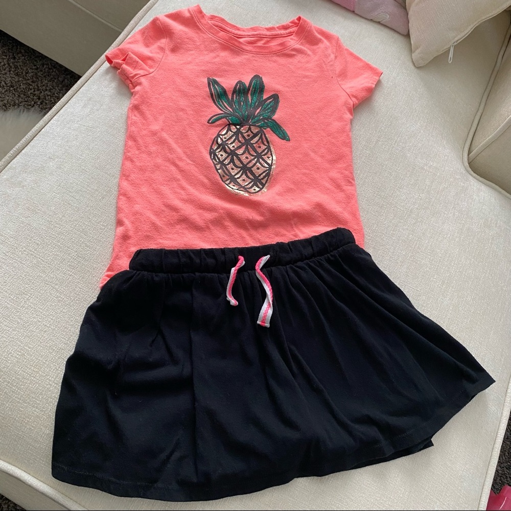 Cat & Jack bundle pineapple shirt & skirt sz 5